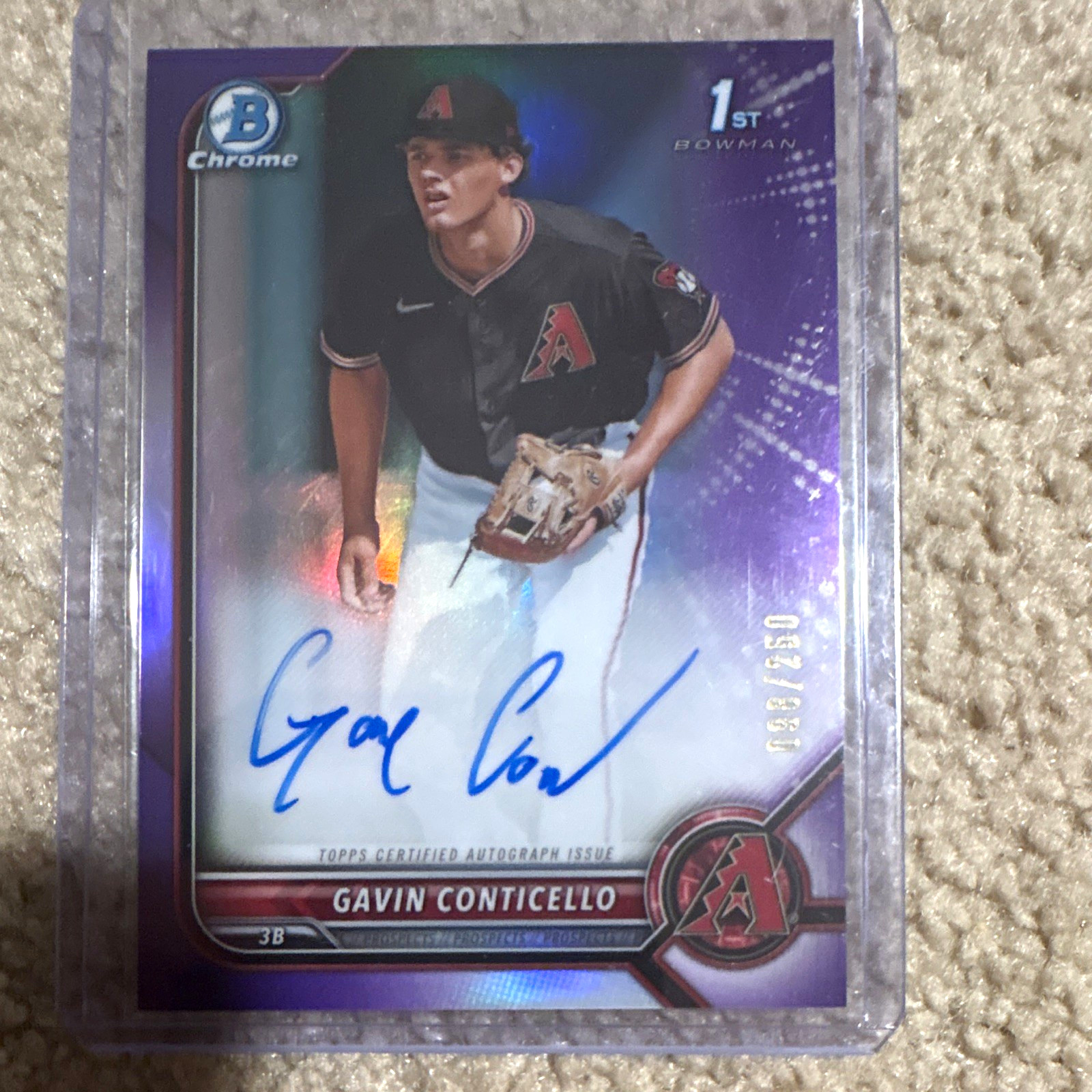 Topps 2022 Bowman Chrome Gavin Conticello Rookie Auto Purple Refractor /250 view 1
