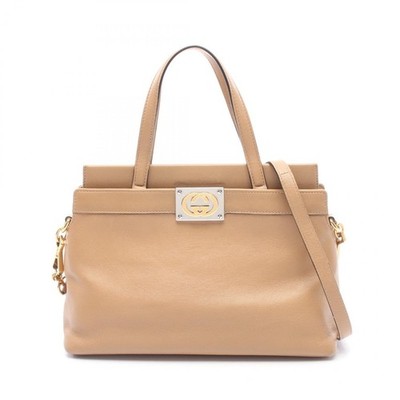 GUCCI Interlocking G Shoulder Crossbody Handtasche 631663 Leder Beige...