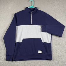 Under Armour 1/4 Zip Pullover Sweater Men's Large Blue White Cotton Polyester