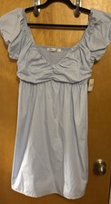 NWT Altar'd State Light Blue Babydoll Dress Women's L Ruffle Sleeve Smocked Boho