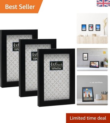 Elegante 4x6'' Galerierahmen - Modern Schwarz 3er Set mit Wandmontagematerial