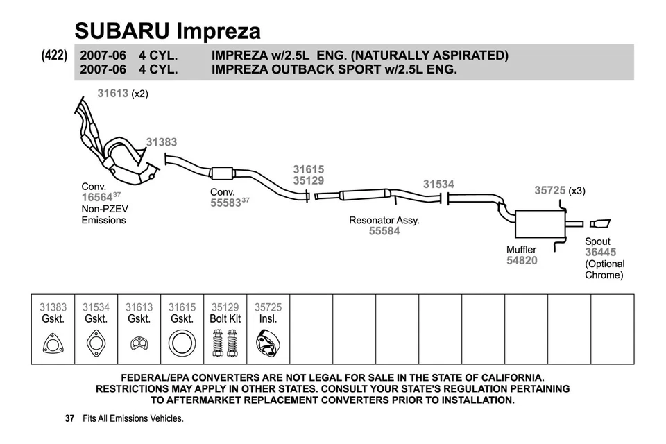For Subaru Impreza 06-07 Walker 55584 Aluminized Steel Round Resonator Assembly - Image 4 of 4