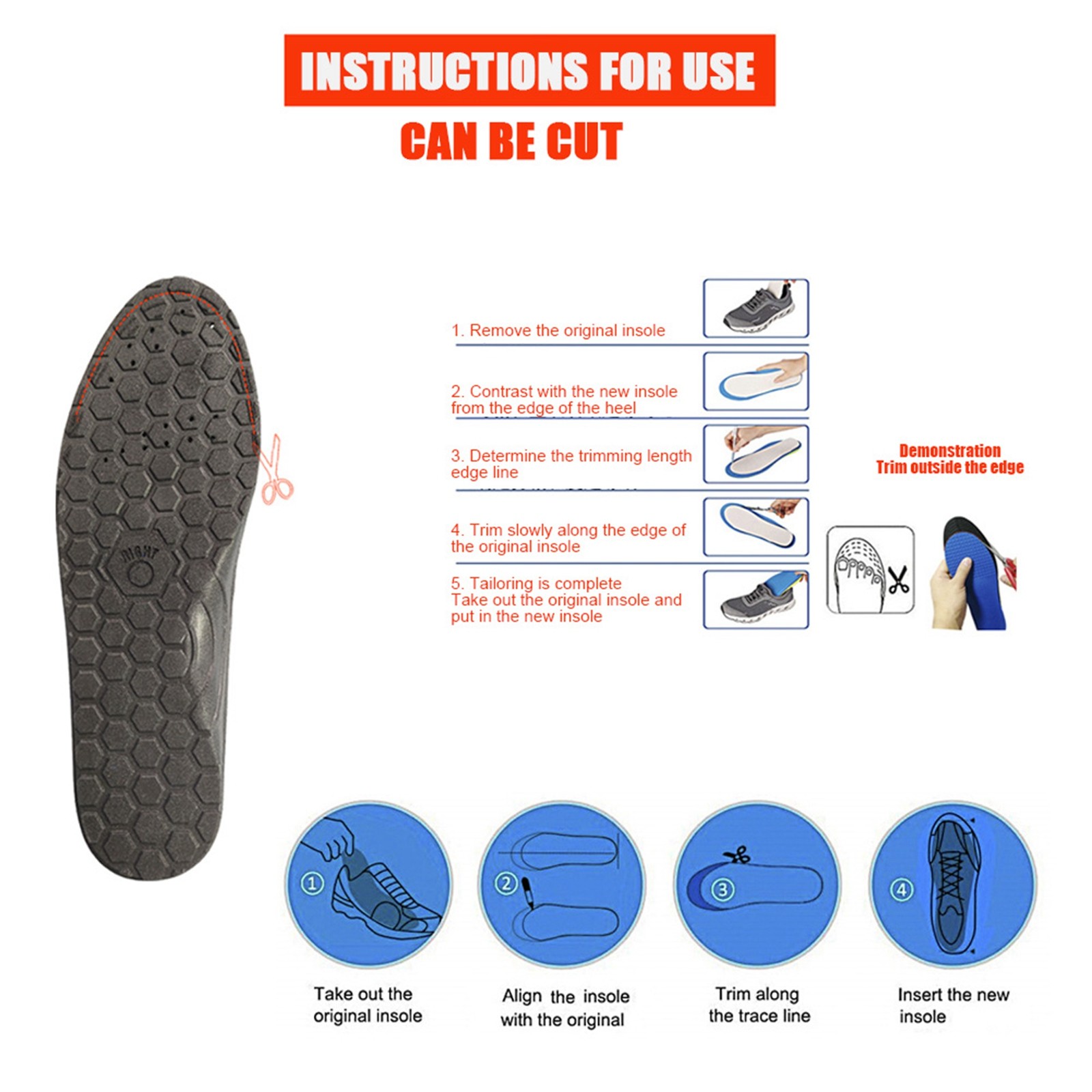 Foot Magnetic Massage Shoe Insoles Acupressure Therapy Reflexology Pain Relief M