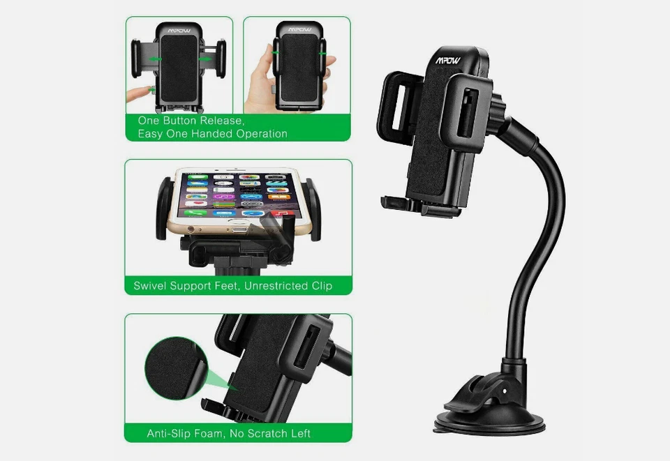 Car Windshield Mount Cradle Holder Stand GPS for Cell Phone Universal 360° - Image 3 of 4