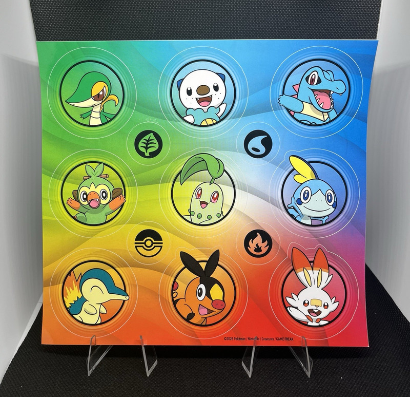 Pokémon TCG First Partner Sticker Sheet.
