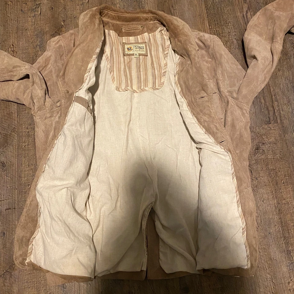 Jaqueta Blazer Wilson Couro Feminina Camurça Marrom Tamanho XLarge Estilo Vintage - Imagem 3 de 4