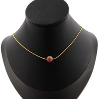 Steine Und MinéRaux. Halskette 1 Perle Turmalin Zweifarbig 8 Mm. Kette Stahl