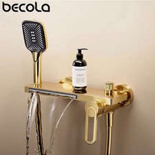 Bathtub Shower Faucet Single Handle Spout Mixer Tap With Hand Shower Wall Mount
