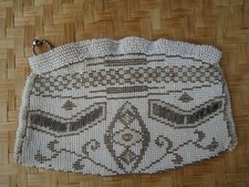 VTG Beaded Clutch Elegant Cream Silver Zip Closure Evening Gilded Age 50s READ