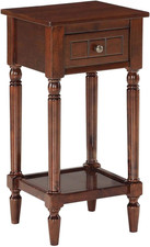 Khloe Espresso Accent End Table with Drawer & Shelf - Farmhouse Style
