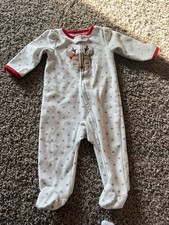 white fuzzy reindeer Christmas sleeper Carters size 3-6 months