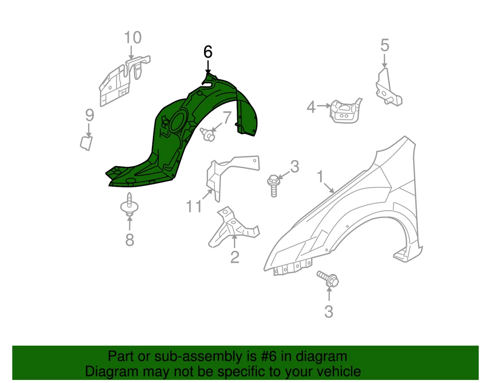 Genuine Ford 2006-2012 MKZ Fusion Milan Zephyr Fender Liner 6E5Z-16102-A — 第 4/4 张图片