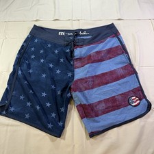 Travis Mathew Wing It American Flag Swim Shorts Borad Short Trunks Unlined Sz 32