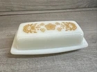 Vintage 1970s Pyrex Butter Dish with Lid Butterfly Gold 72-B Excellent