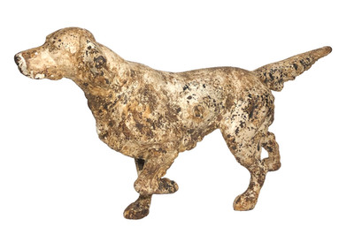 Antique Cast Iron Figural English Pointer Dog Doorstop 15''