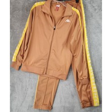 Kappa 222 Banda Dullo Tracksuit Men Medium Orange Yellow Omini Logo Tape Set