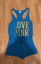 Victoria  s Secret Pink Vintage Blue Rainbow Ombre Romper M