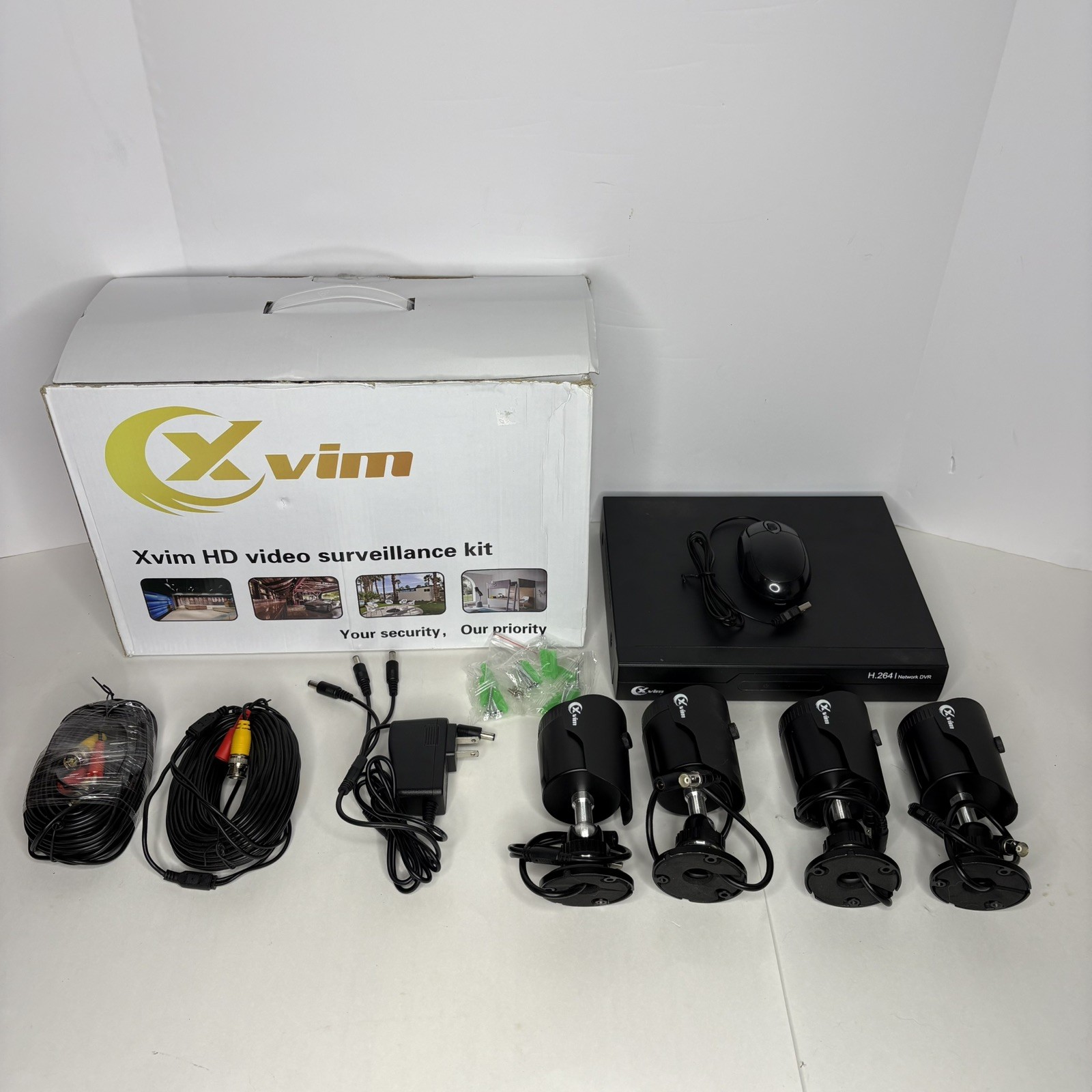 XVIM 4CH 1080P Security Camera System DVR H.265+ Outdoor CCTV Night Vision READ