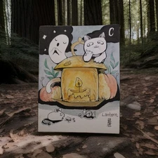 "Lantern" - Mini Illustration, Unframed, Signed Mixed Media 8x6