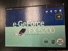 EVGA e-GeForce FX 5200 128MB DDR AGP 8x/4x Vintage GPU Complete in Box w/ Cable