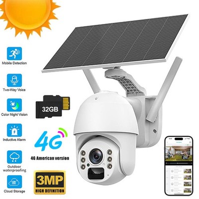 UBOX 4G Wireless Solar Security Camera PTZ Camera Full Color