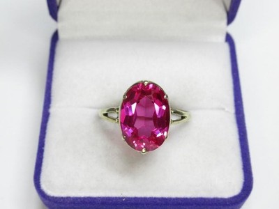 Vintage Soviet Women's Ring Gilt Sterling Silver 875 Ruby Stone USSR Size 8.5
