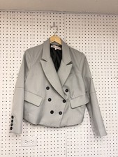 Free People Light Gray Double-Breasted Cropped Blazer Size M