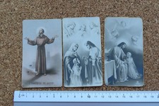 Lot de 3 images pieuses anciennes - St François d'Assise & Communion - Vintage