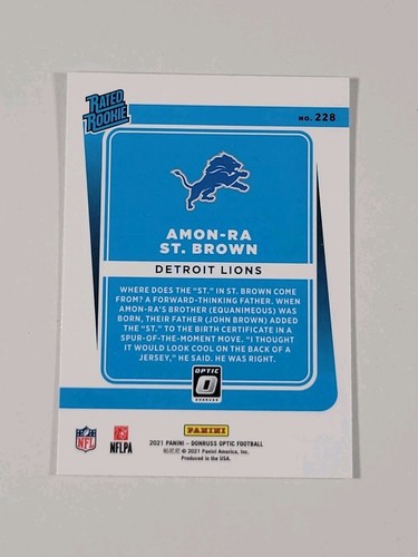 Panini Donruss Optic 2021 - Rookie classé Amon-Ra St. Brown #228 (RC) X 2 - Photo 3/5
