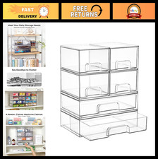 Clear Stackable Storage Drawers Set of 6 - Multi-Purpose Plastic Organizer Bins
