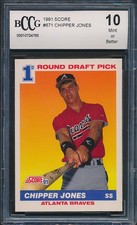 1991 Score #671 Chipper Jones Rookie Baseball Card Graded BCCG 10