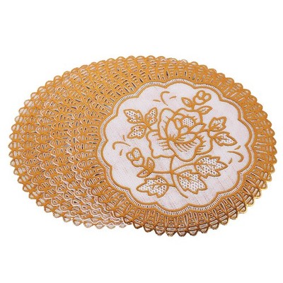 6 Exquisite Goldfarbene Blumen Esstisch Untersetzer Set S1I64508