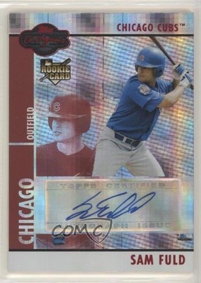 2008 Topps Co-Signers Hyper Plaid Red 41/100 Sam Fuld #104 Rookie Auto RC qp4