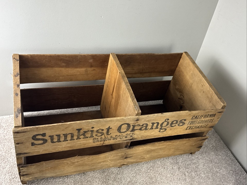 Vintage Antique LARGE Sunkist Oranges California Fruit USA Wood Box ...