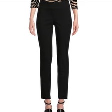 J McLaughlin Woman Pants Masie Slim Sz 12 Black Rayon Tapered Leg Elastic Waist