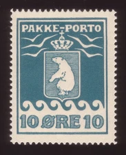 GREENLAND 1931 Parcel Post 10 øre Facit P7 IV / AFA 7D / Scott Q4b MNH + Variety