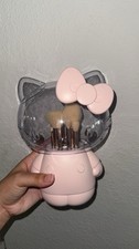 Pink/Clear Synthetic Fiber Makeup Brush Set with Brush Holder Case