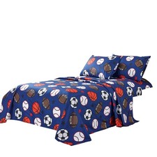 Kids Collection Bedding Piece Blue Full Size Sheet Set with Flat Fitted Sheet...