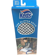 VTG Keds Slipper Socks Hi Bulk Acrylic One Size Boy Kids Traction Sole New