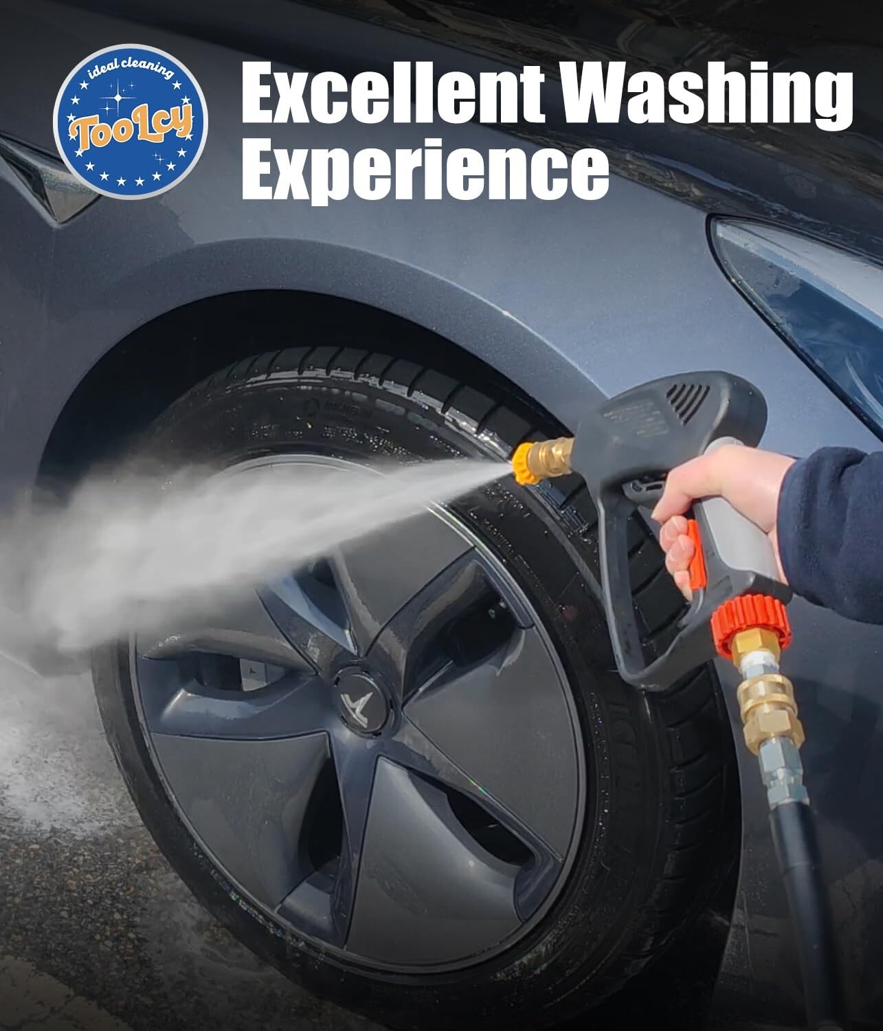 TOOLCY 5000 PSI Pressure Washer Gun for Hot Water 3/8" Swivel Thread Nozzle Tips