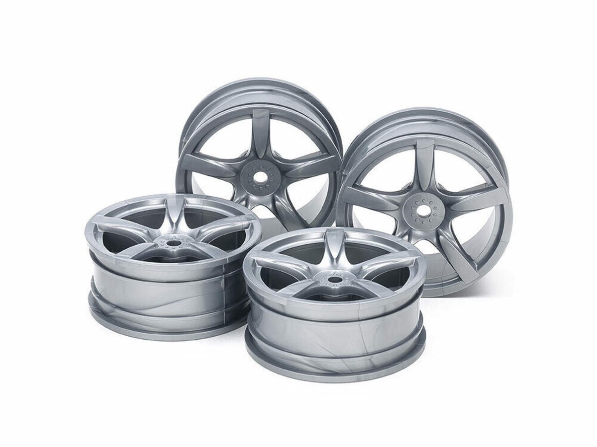 【5月】くるくる Tamiya 51072 Arched 5-Spoke Wheels 4 Pcs. (Silver, 24mm/±0), (TA08