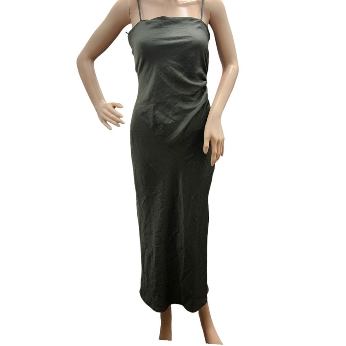zara grey satin dress Slip in gray Straight hem.