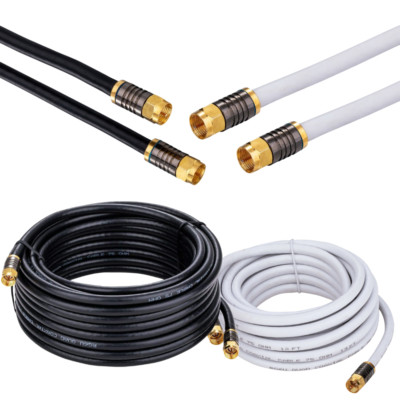 RG6 Coaxial Cable Quad Shield Extension Coax TV Satellite HDTV Antenna Wire Lot