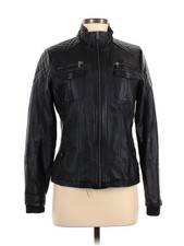 Ymi Women Black Faux Leather Jacket M