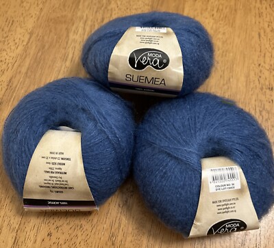 Lot Of 3 Moda Vera Suemea Yarn 50g Color No 50 Dye Lot 130830 100% Acrylic Blue