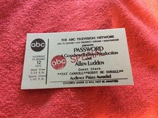 PASSWORD TAPING TICKET ALLEN LUDDEN PAT CARROLL RODDY MC DONALL RARE 1971