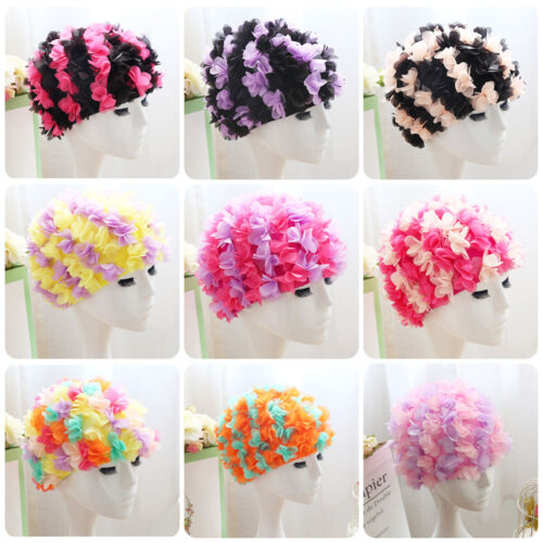 Women 3D Flowers Beach Swimming Cap Elastic Breathable Diving Shower Caps AUS - Picture 3 of 32