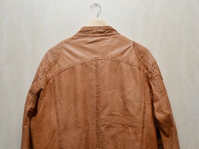 Vintage 90s y2k Chevirex Leather Jacket Brown Size L P2P 23'6
