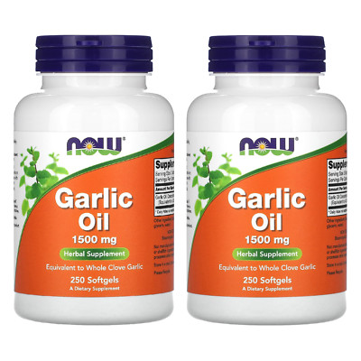 NOW FOODS (2 PACKS) Garlic Oil 1500 mg 250 Softgels