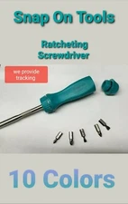 NEW Snap-on ratcheting hard handled Screwdriver 8 31/32" long 5 Bits 11 colors!!